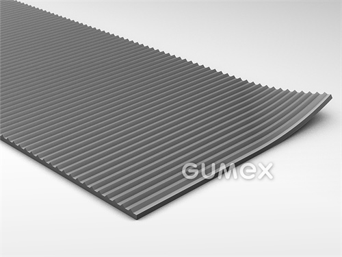 Gummiboden S 7, 3mm, Breite 1200mm, 80°ShA, SBR, gerillte Ausführung, -25°C/+80°C, grau, 